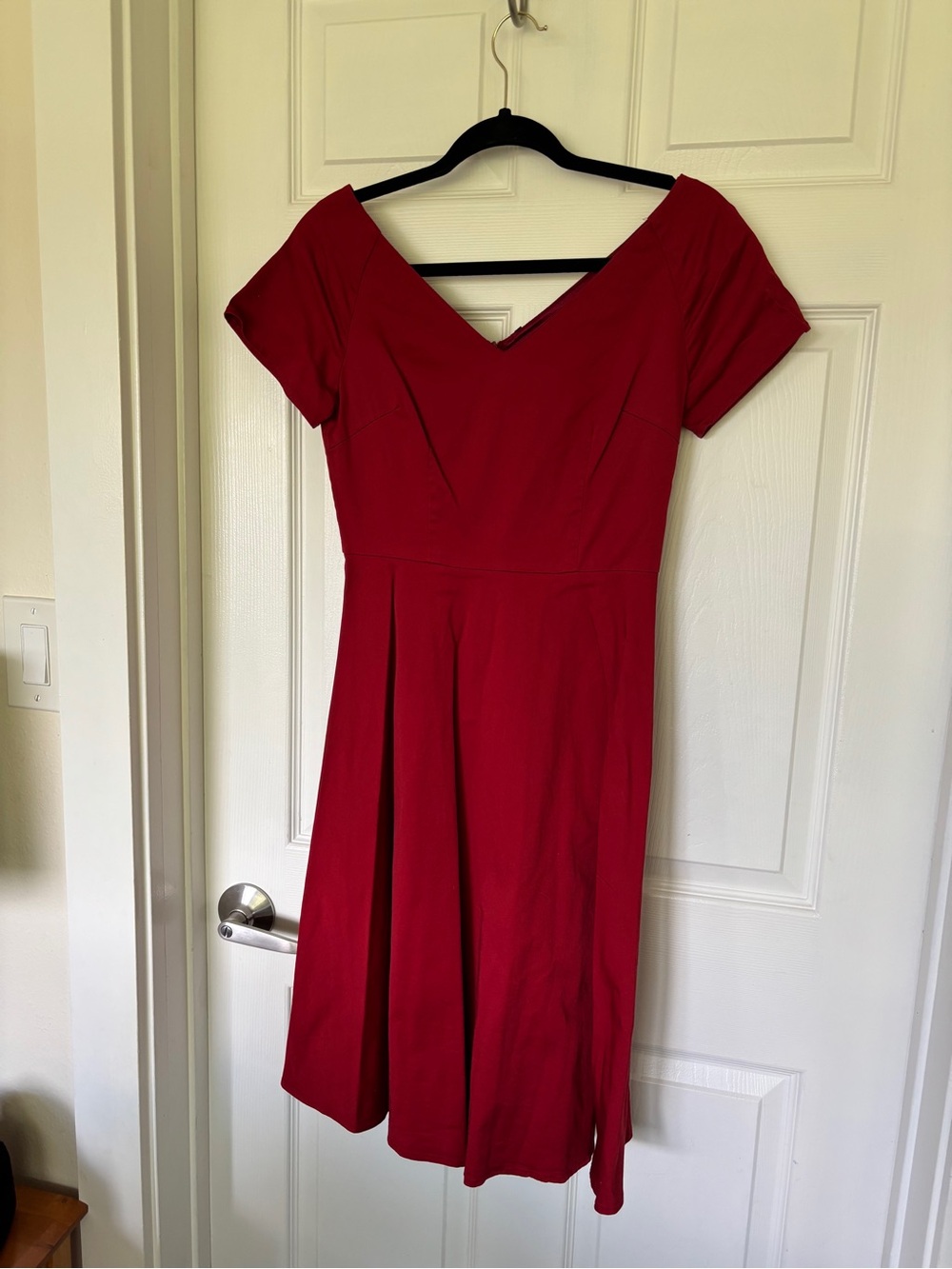 Classic Red V-Neck Women’s Dress